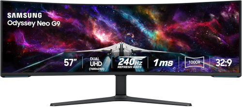 Samsung Odyssey Neo G9 Curved 57" Gaming Monitor - Dual QHD 7680x2160 VA 1ms 240Hz - LS57CG952NIXCI 