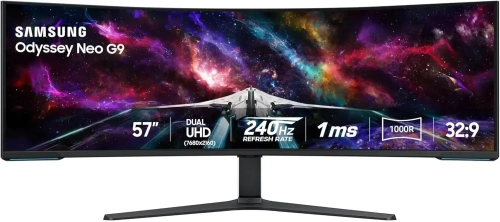 Samsung Odyssey Neo G9 Curved 57" Gaming Monitor - Dual QHD 7680x2160 VA 1ms 240Hz - LS57CG952NIXCI 