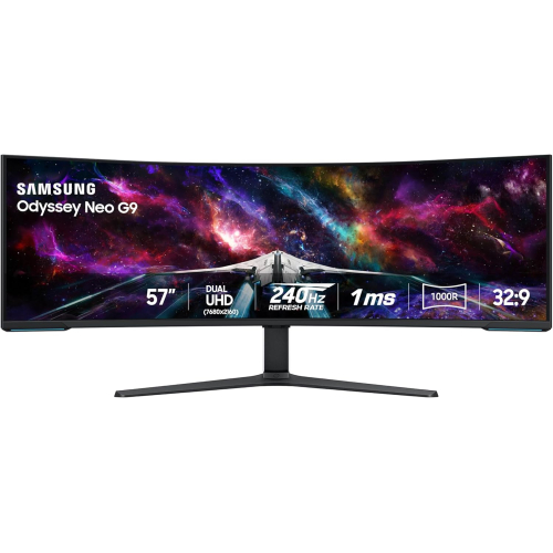 Samsung Odyssey Neo G9 Curved 57" Gaming Monitor - Dual QHD 7680x2160 VA 1ms 240Hz - LS57CG952NIXCI 