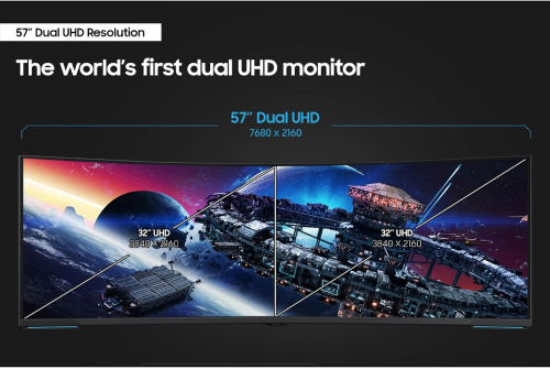 Samsung Odyssey Neo G9 Curved 57" Gaming Monitor - Dual QHD 7680x2160 VA 1ms 240Hz - LS57CG952NIXCI 