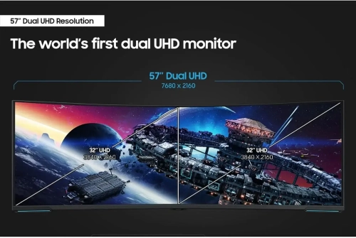 Samsung Odyssey Neo G9 Curved 57" Gaming Monitor - Dual QHD 7680x2160 VA 1ms 240Hz - LS57CG952NIXCI 