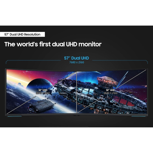 Samsung Odyssey Neo G9 Curved 57" Gaming Monitor - Dual QHD 7680x2160 VA 1ms 240Hz - LS57CG952NIXCI 
