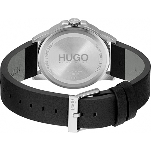HUGO Steel and Leather Strap Casual Watch