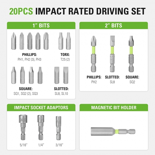 Greenworks 20-Piece Impact Rated Driving Set