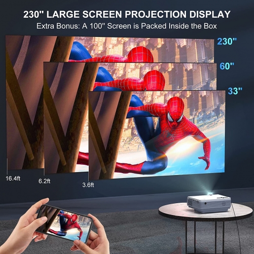 Projector with WiFi and Bluetooth, 5G WiFi Native 1080P 10000L 4K Supported