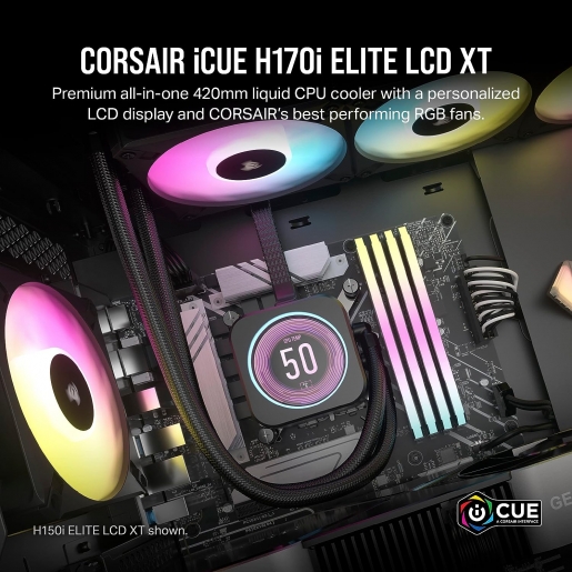 Corsair iCUE H170i Elite LCD XT Liquid CPU Cooler - IPS LCD Screen 