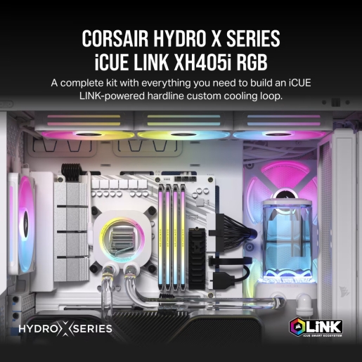 CORSAIR Hydro X Series iCUE Link XH405i Custom Cooling Kit - White